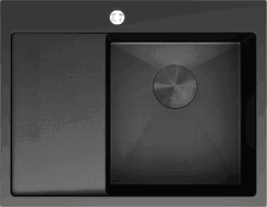Mexen Exar Évier en acier inoxydable 1 bac avec égouttoir, côté droit 620 x 480 mm, noir HC - 6432621005P-70HC
