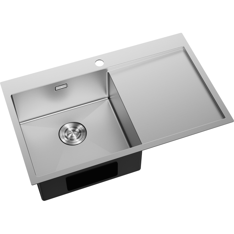 Mexen Exar évier en acier inoxydable à 1 bac avec égouttoir, gauche 780 x 480 mm, inox - 6433781010L-01