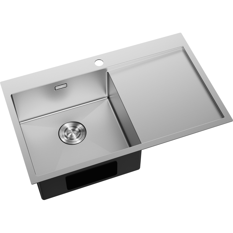 Mexen Exar évier inox 1 bac à gauche avec égouttoir 780 x 480 mm, inox - 6433781010L-01