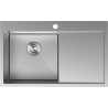 Mexen Exar évier en acier inoxydable 1 bac avec égouttoir gauche 780 x 480 mm, inox - 6433781010L-01