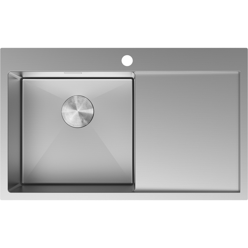 Mexen Exar évier en acier inoxydable 1 bac avec égouttoir gauche 780 x 480 mm, inox - 6433781010L-01