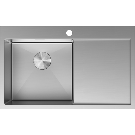 Mexen Exar évier en acier inoxydable 1 bac avec égouttoir gauche 780 x 480 mm, inox - 6433781010L-01