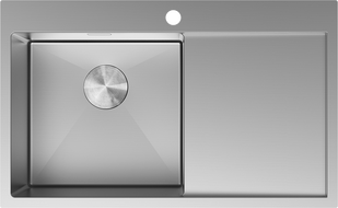 Mexen Exar évier en acier inoxydable 1 bac avec égouttoir gauche 780 x 480 mm, inox - 6433781010L-01