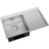 Mexen Exar évier en acier inoxydable 1 bac avec égouttoir gauche 780 x 480 mm, inox - 6433781010L-01