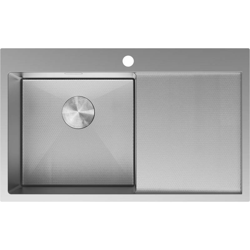 Mexen Exar évier en acier inoxydable 1 bac avec égouttoir gauche 780 x 480 mm, inox HC - 6433781010L-01HC