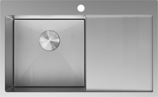 Mexen Exar évier en acier inoxydable 1 bac avec égouttoir gauche 780 x 480 mm, inox HC - 6433781010L-01HC