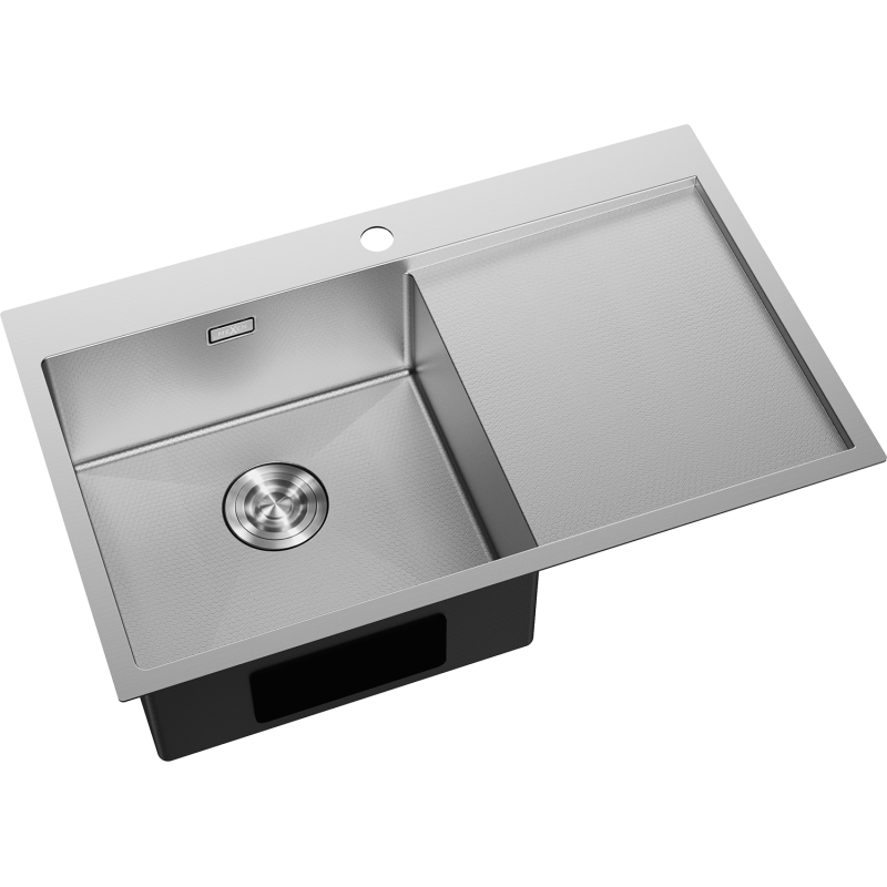 Mexen Exar Évier en acier inoxydable 1 bac avec égouttoir, gauche 780 x 480 mm, inox HC - 6433781010L-01HC