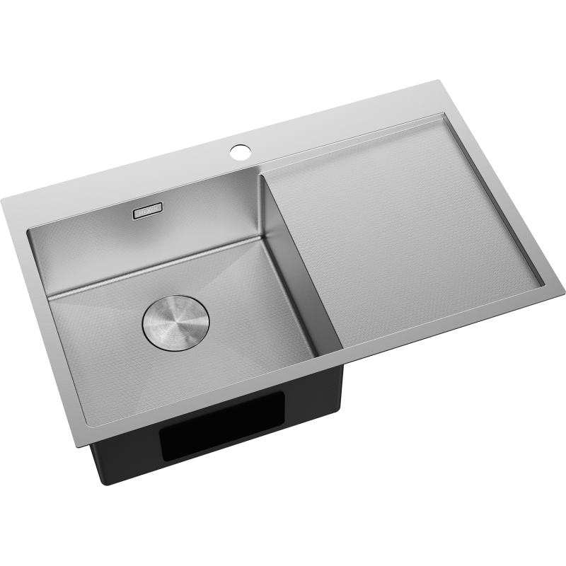 Mexen Exar évier en acier inoxydable à 1 bac avec égouttoir à gauche 780 x 480 mm, inox HC - 6433781010L-01HC