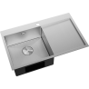 Mexen Exar évier en acier inoxydable 1 bac avec égouttoir gauche 780 x 480 mm, inox HC - 6433781010L-01HC
