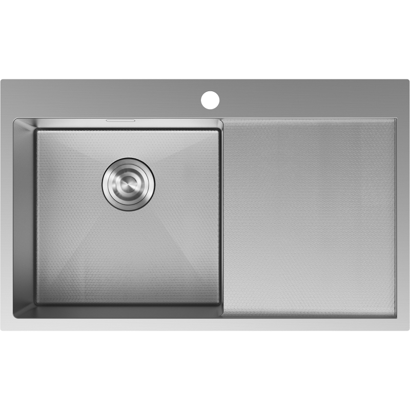 Mexen Exar Évier en acier inoxydable 1 bac avec égouttoir, gauche 780 x 480 mm, inox HC - 6433781010L-01HC