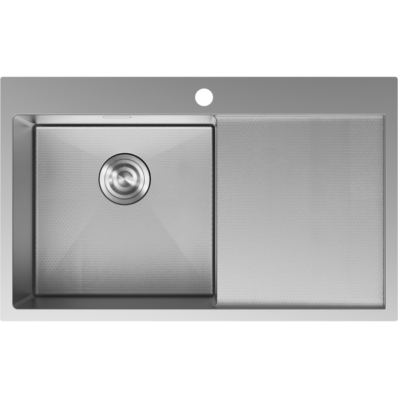 Mexen Exar évier en acier inoxydable à 1 bac avec égouttoir à gauche 780 x 480 mm, inox HC - 6433781010L-01HC