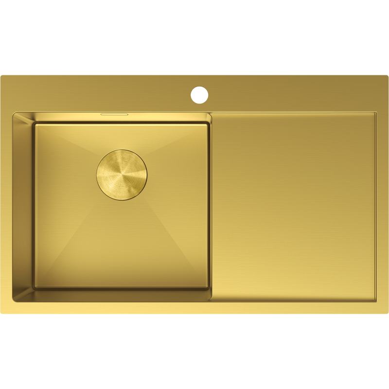 Mexen Exar évier en acier inoxydable à 1 bac avec égouttoir, gauche 780 x 480 mm, doré - 6433781010L-55