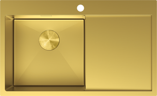 Mexen Exar évier en acier inoxydable à 1 bac avec égouttoir, gauche 780 x 480 mm, doré - 6433781010L-55