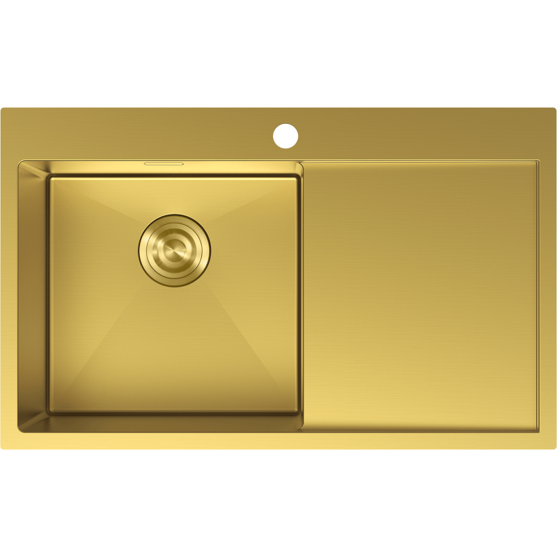 Mexen Exar évier en acier inoxydable à 1 bac avec égouttoir, gauche 780 x 480 mm, doré - 6433781010L-55