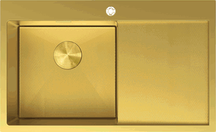 Mexen Exar évier en acier inoxydable 1 bac avec égouttoir, à gauche 780 x 480 mm, doré HC - 6433781010L-55HC
