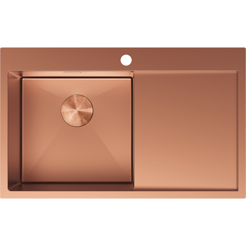 Mexen Exar évier en acier à 1 bac avec égouttoir gauche 780 x 480 mm, cuivre - 6433781010L-65