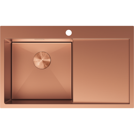 Mexen Exar évier en acier inoxydable à 1 bac avec égouttoir, gauche 780 x 480 mm, cuivre - 6433781010L-65