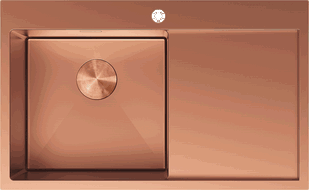 Mexen Exar évier en acier inoxydable à 1 bac avec égouttoir, gauche 780 x 480 mm, cuivre - 6433781010L-65