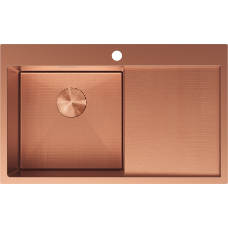Mexen Exar évier en acier inoxydable 1 cuve avec égouttoir à gauche 780 x 480 mm, cuivre HC - 6433781010L-65HC
