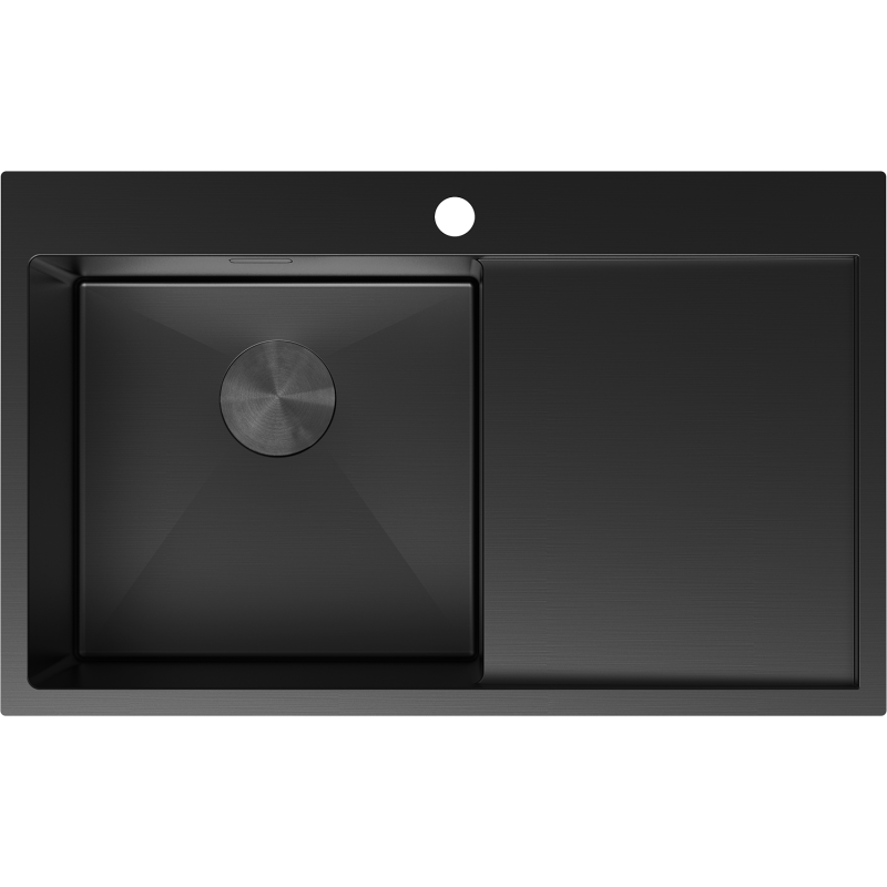 Mexen Exar évier en acier 1 bac avec égouttoir gauche 780 x 480 mm, noir - 6433781010L-70