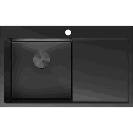 Mexen Exar évier en acier 1 bac avec égouttoir gauche 780 x 480 mm, noir - 6433781010L-70