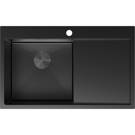 Mexen Exar évier en acier inoxydable 1 bac avec égouttoir gauche 780 x 480 mm, noir - 6433781010L-70