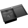 Mexen Exar évier en acier 1 bac avec égouttoir gauche 780 x 480 mm, noir - 6433781010L-70