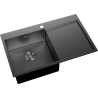 Mexen Exar évier en acier inoxydable 1 bac avec égouttoir gauche 780 x 480 mm, noir - 6433781010L-70