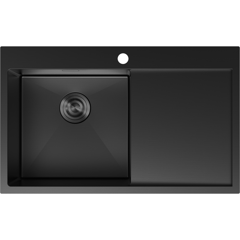 Mexen Exar évier en acier inoxydable 1 bac avec égouttoir, gauche 780 x 480 mm, noir - 6433781010L-70