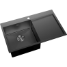 Mexen Exar évier en acier 1 bac avec égouttoir gauche 780 x 480 mm, noir HC - 6433781010L-70HC