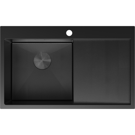 Mexen Exar évier en acier 1 bac avec égouttoir gauche 780 x 480 mm, noir HC - 6433781010L-70HC