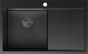 Mexen Exar évier en acier 1 bac avec égouttoir gauche 780 x 480 mm, noir HC - 6433781010L-70HC