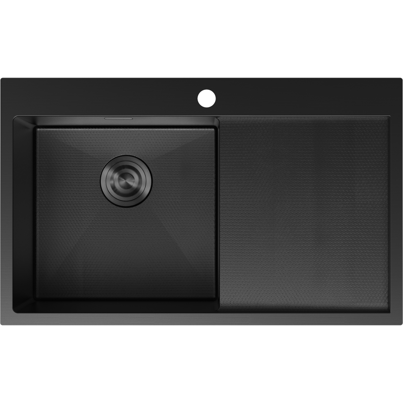 Mexen Exar évier en acier 1 bac avec égouttoir, gauche 780 x 480 mm, noir HC - 6433781010L-70HC