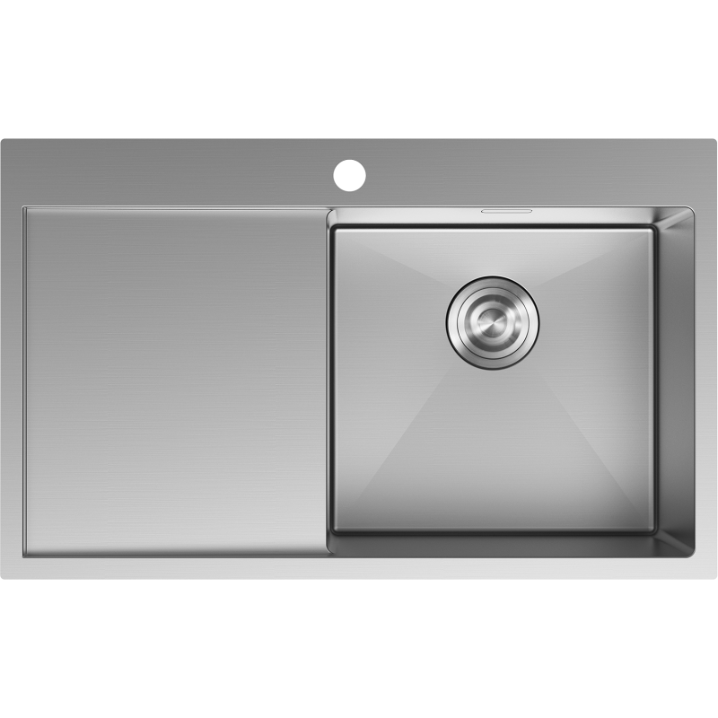 Mexen Exar évier en acier inoxydable 1 bac avec égouttoir droit 780 x 480 mm, inox - 6434781010P-01