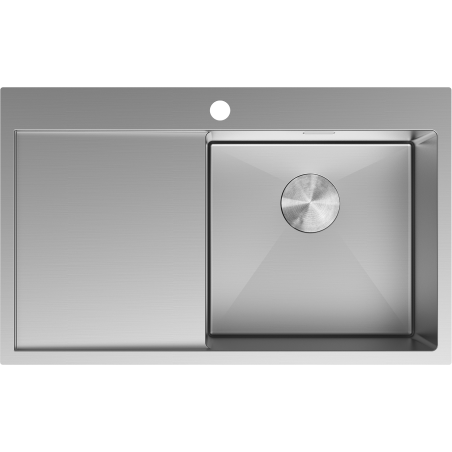 Mexen Exar évier en acier inoxydable 1 bac avec égouttoir à droite 780 x 480 mm, inox - 6434781010P-01