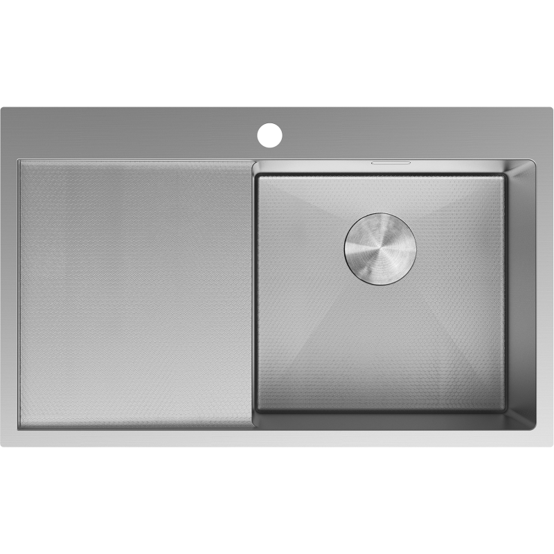 Mexen Exar évier en acier inoxydable 1 bac avec égouttoir à droite 780 x 480 mm, inox HC - 6434781010P-01HC