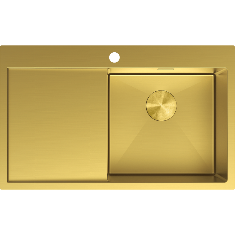 Mexen Exar évier en acier inoxydable à 1 bac avec égouttoir, droit 780 x 480 mm, doré - 6434781010P-55
