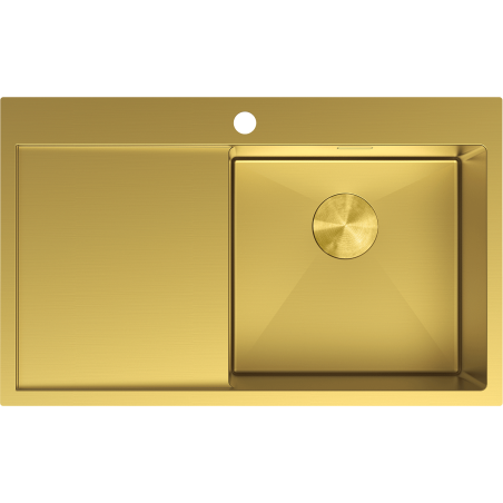 Mexen Exar évier en acier inoxydable à 1 bac avec égouttoir, droit 780 x 480 mm, doré - 6434781010P-55