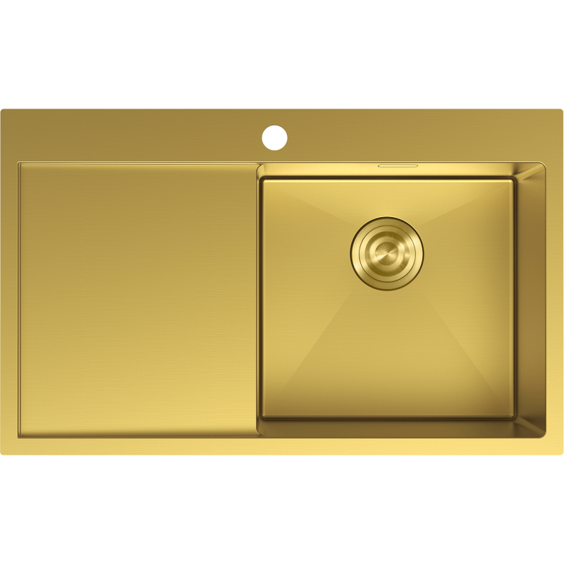 Mexen Exar évier en acier inoxydable à 1 bac avec égouttoir, droit 780 x 480 mm, doré - 6434781010P-55