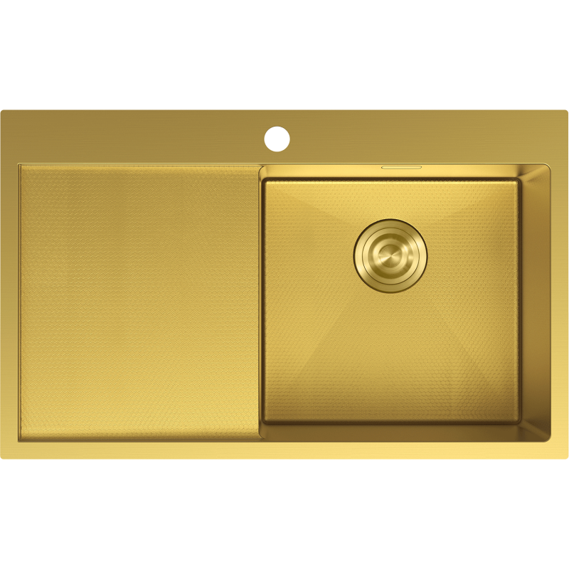Mexen Exar évier en acier inoxydable 1 bac avec égouttoir, droit 780 x 480 mm, doré HC - 6434781010P-55HC