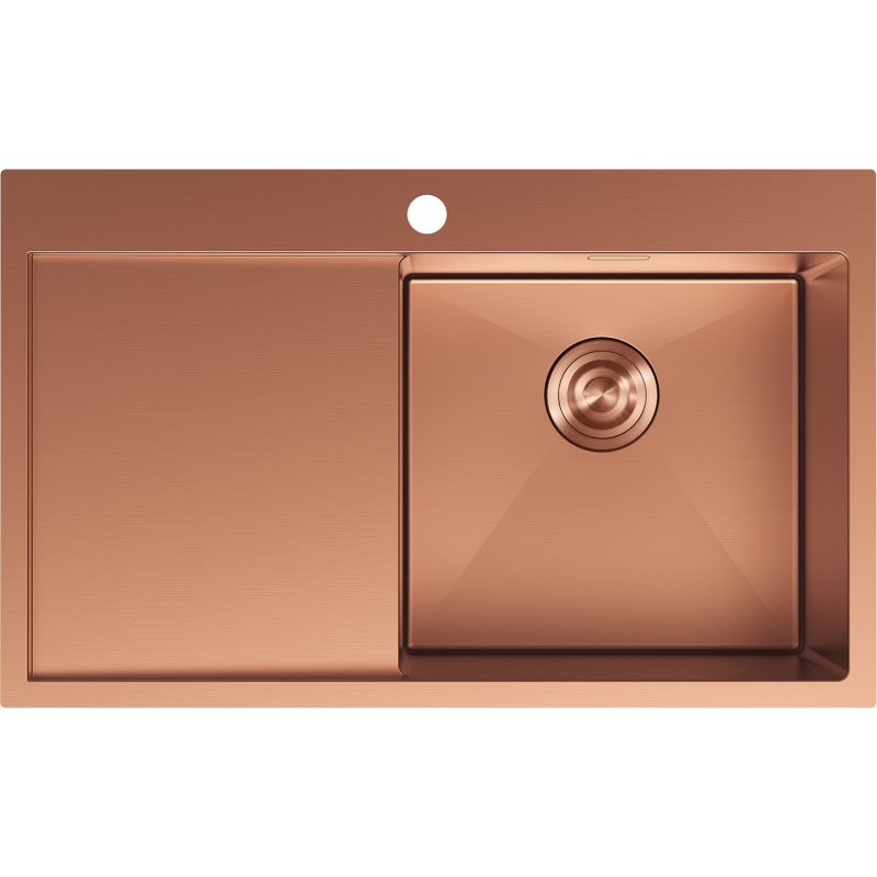 Mexen Exar évier en acier inoxydable 1 bac avec égouttoir, droit 780 x 480 mm, cuivre - 6434781010P-65
