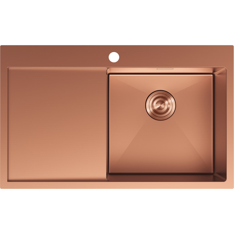 Mexen Exar évier en acier inoxydable 1 bac avec égouttoir, droit 780 x 480 mm, cuivre - 6434781010P-65