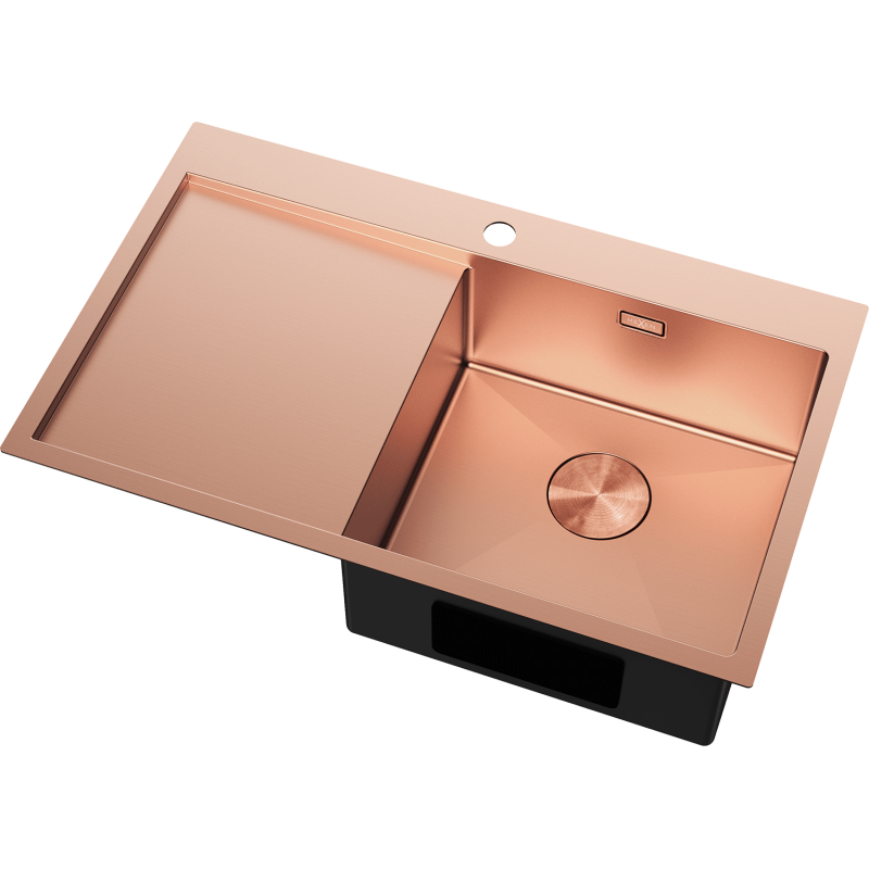 Mexen Exar évier en acier inoxydable 1 bac avec égouttoir, droit 780 x 480 mm, cuivre - 6434781010P-65