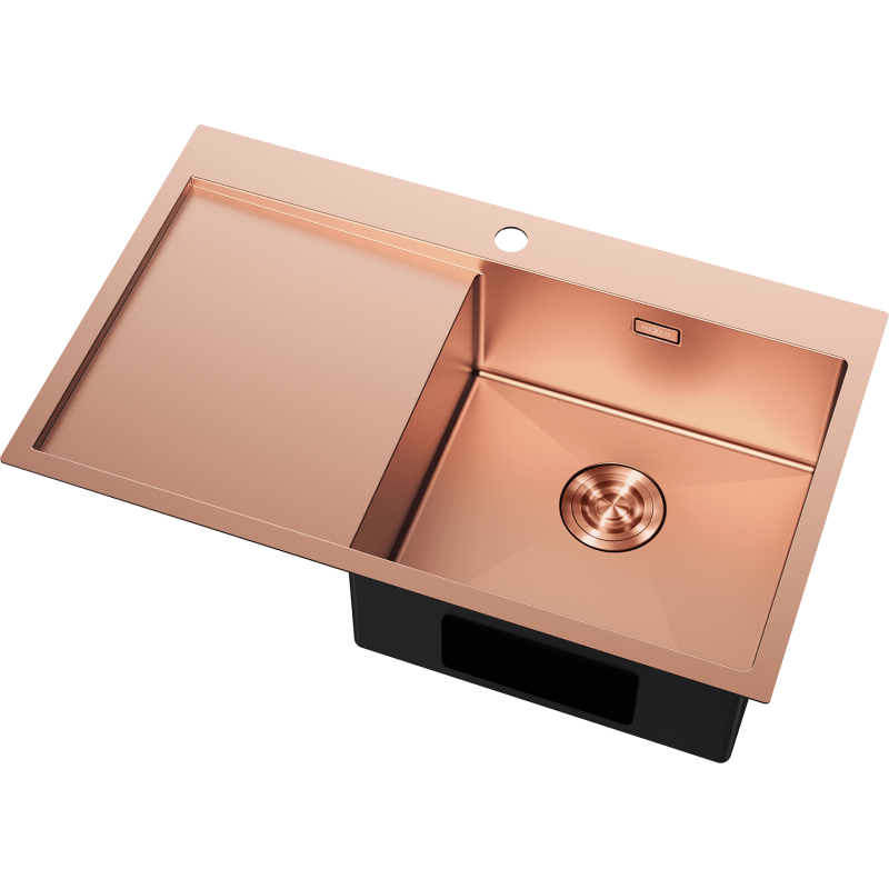 Mexen Exar évier en acier inoxydable 1 bac avec égouttoir, droit 780 x 480 mm, cuivre - 6434781010P-65