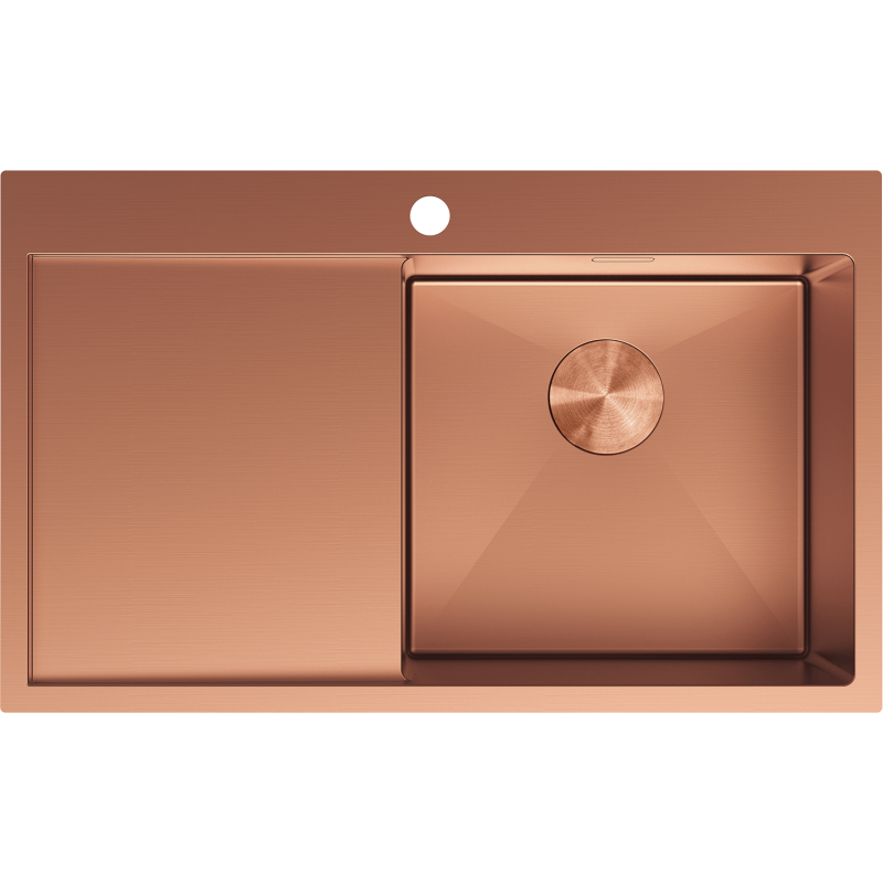 Mexen Exar évier en acier inoxydable 1 bac avec égouttoir, droit 780 x 480 mm, cuivre - 6434781010P-65