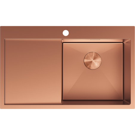 Mexen Exar évier en acier inoxydable 1 bac avec égouttoir, droit 780 x 480 mm, cuivre - 6434781010P-65