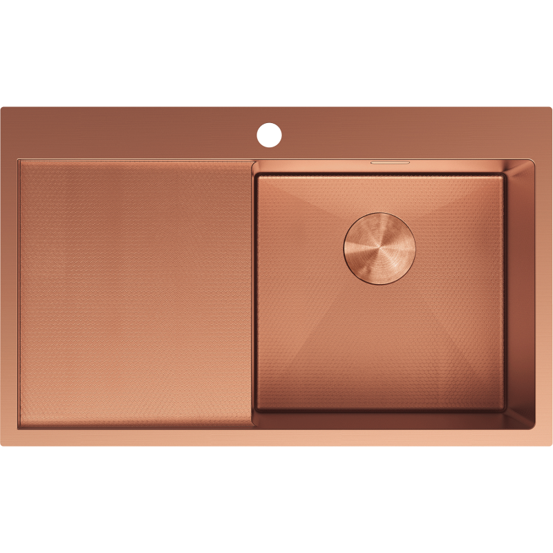 Mexen Exar évier en acier inoxydable 1 bac avec égouttoir à droite 780 x 480 mm, cuivre HC - 6434781010P-65HC