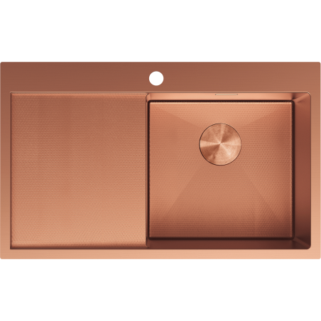 Mexen Exar évier en acier inoxydable 1 bac avec égouttoir à droite 780 x 480 mm, cuivre HC - 6434781010P-65HC