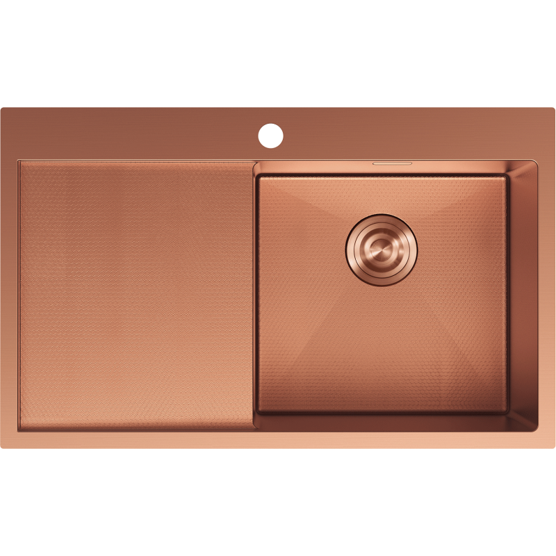 Mexen Exar évier en acier inoxydable 1 bac avec égouttoir à droite 780 x 480 mm, cuivre HC - 6434781010P-65HC