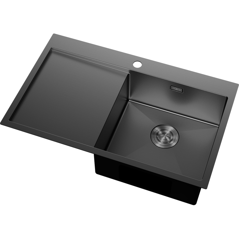 Mexen Exar évier en acier inoxydable 1 bac avec égouttoir, droit 780 x 480 mm, noir - 6434781010P-70